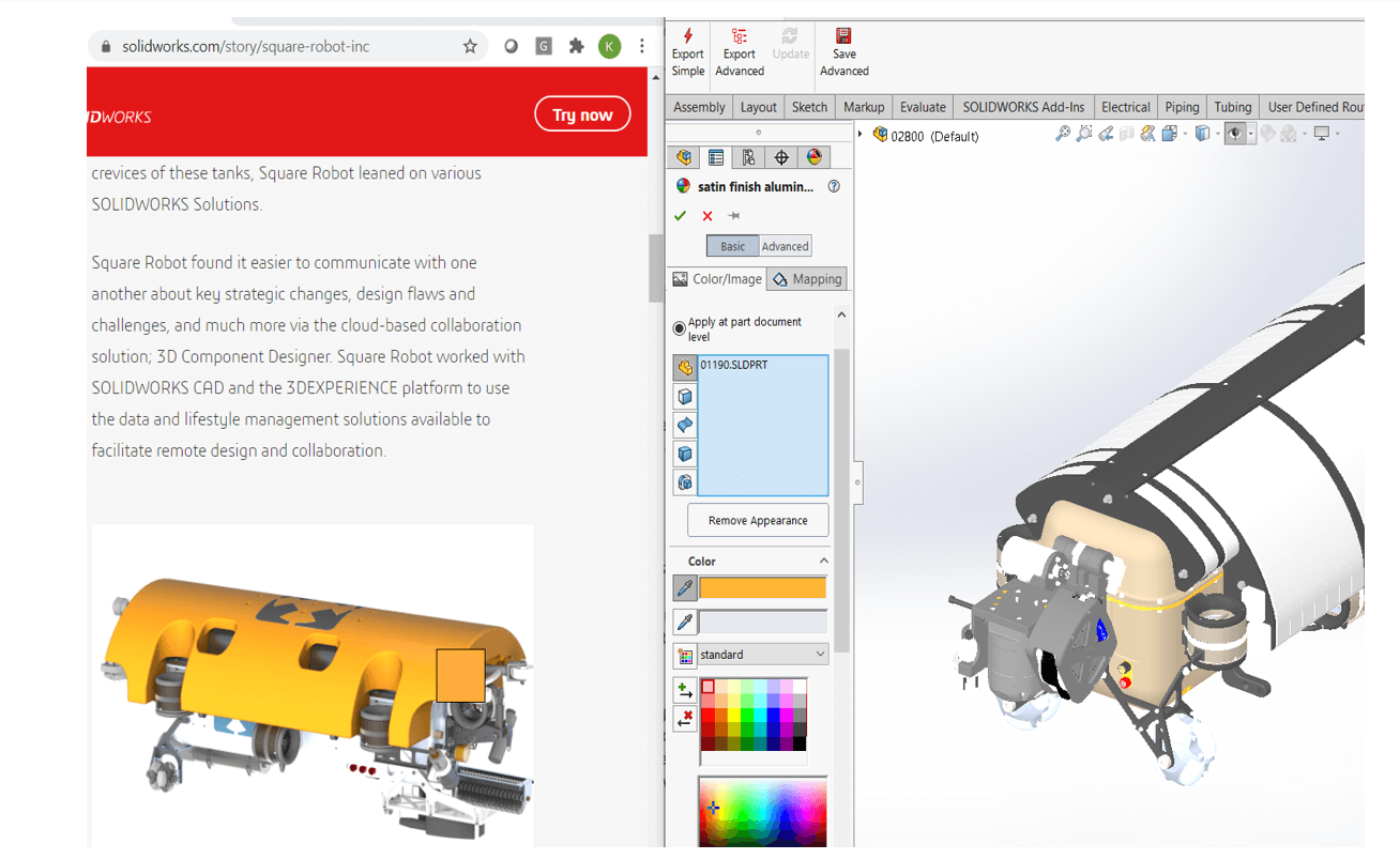 Color picker in SOLIDWORKS