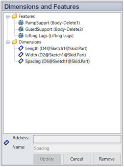 Captured skid dimensions and features