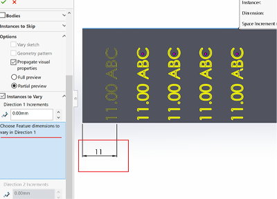 Choose feature to vary in Direction1