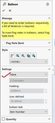 Without balloon Attached in SolidWorks Drawing
