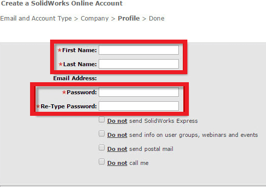 Creating a SOLIDWORKS Online Account-Profile