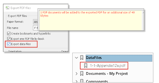 Data files in export pdf